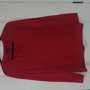 Tommy Hilfiger Classic Women's Red V-neck Sweater, Size L
